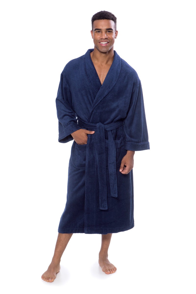 TexereSilk Mens Luxury Terry Cloth Bathrobe - NEW & IMPROVED FABRIC (Medieval Blue, LXL) - Image 3